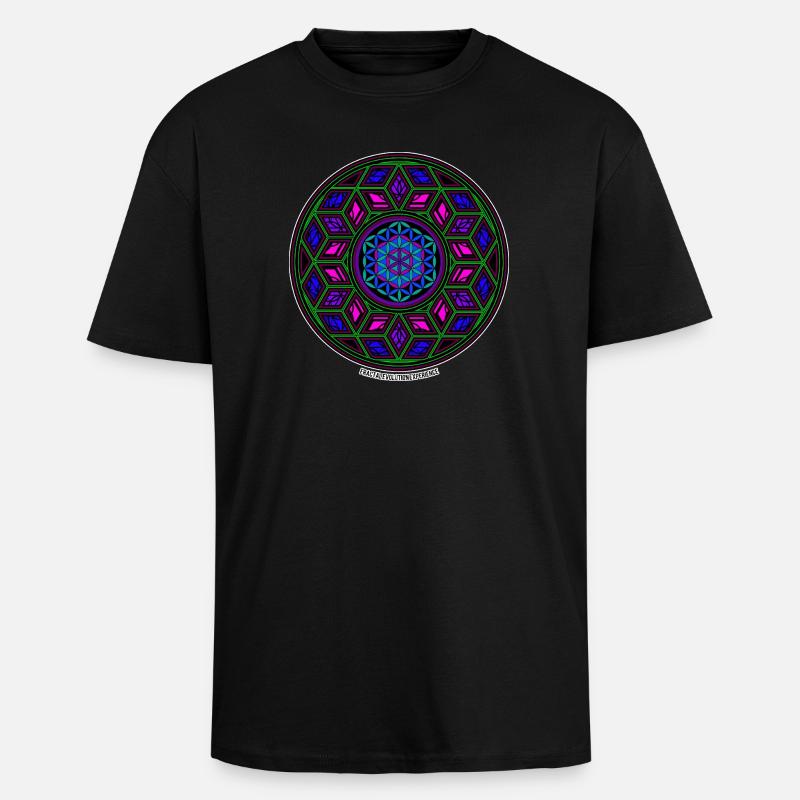 Fractal Evolution Experience Kaleidoskop Mandala - Oversized Heavyweight Unisex T-Shirt - Schwarz
