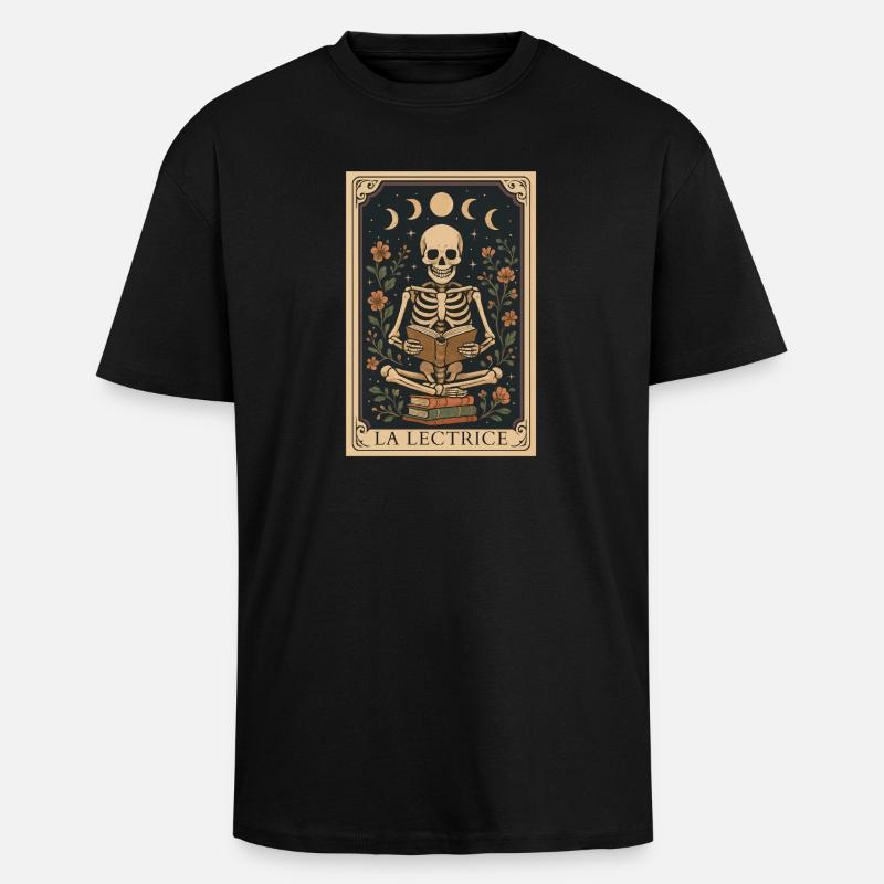 The Gothic Skeleton Tarot Card Reader - Unisex Oversized Heavyweight T-shirt - black