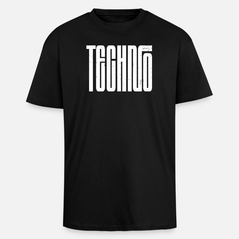 Techno Bold Retro Typografie - Oversized Heavyweight Unisex T-Shirt - Schwarz