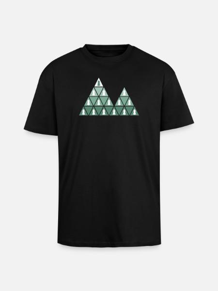 Fir Trees & Mountains - Unisex Oversized Heavyweight T-shirt - black