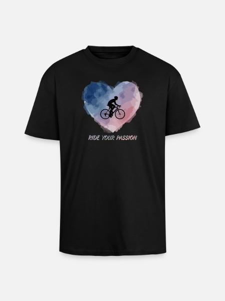 Aquarell-Herz-Fahrt - Oversized Heavyweight Unisex T-Shirt - Schwarz