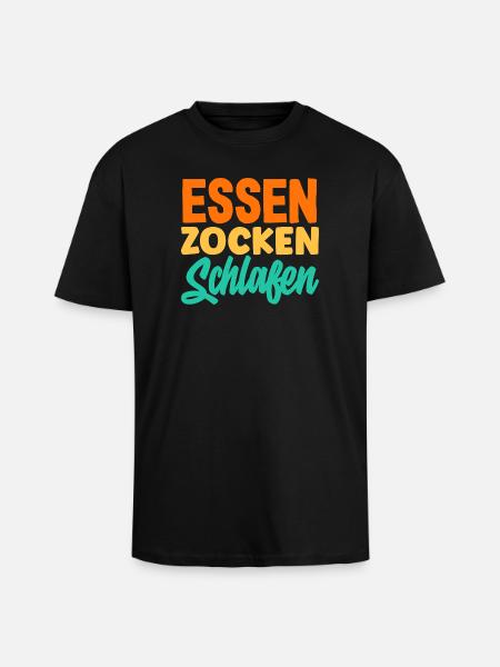 Food Gaming Sleeping Gamer Saying - Unisex Oversized Heavyweight T-shirt - black
