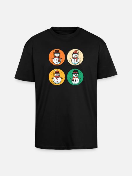 Santa Claus Snowman Christmas - Unisex Oversized Heavyweight T-shirt - black