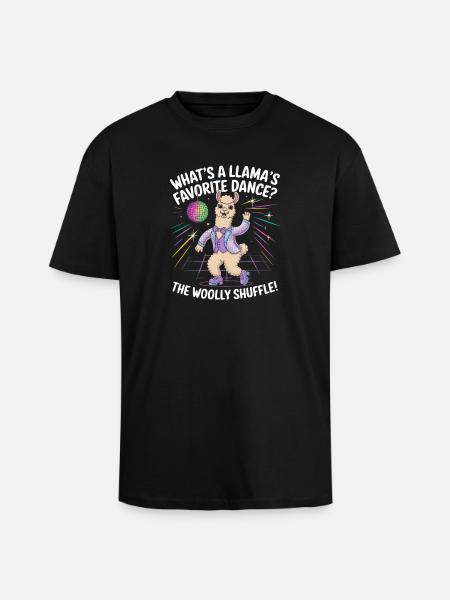 Fun Llama Dance: The Woolly Shuffle - Unisex Oversized Heavyweight T-shirt - black