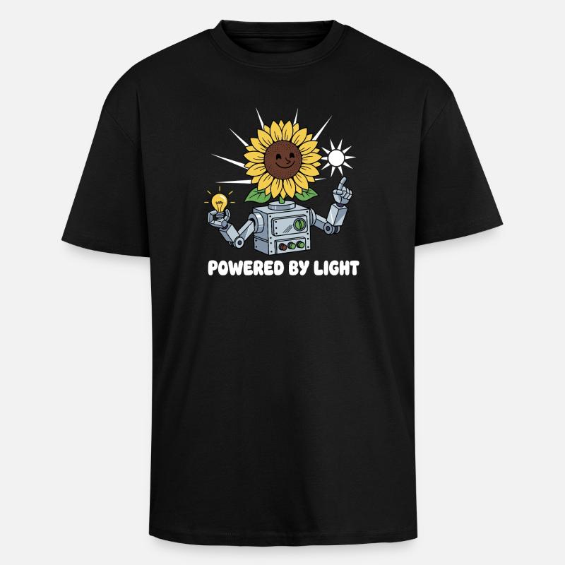 Sunflower Robot Light Ideas - Unisex Oversized Heavyweight T-shirt - black