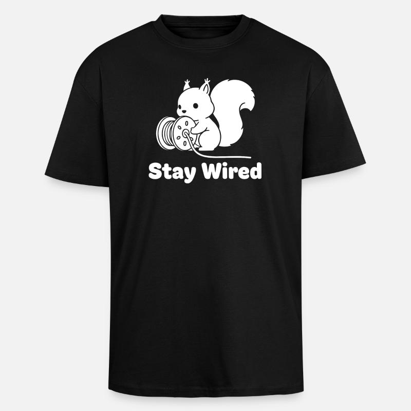 Écureuil Reste Câblé - T-shirt unisexe oversize épais - noir