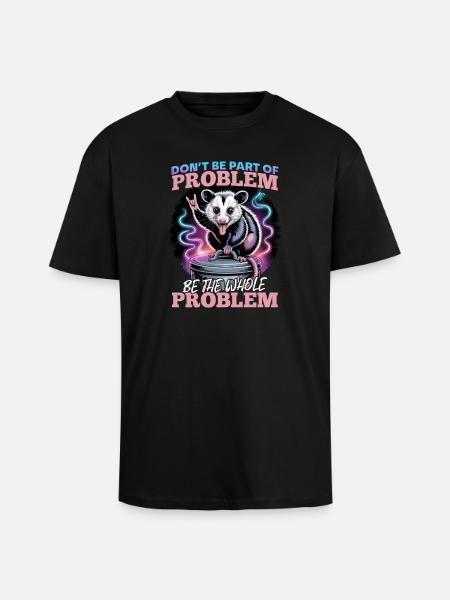 Funny Opossum - Unisex Oversized Heavyweight T-shirt - black