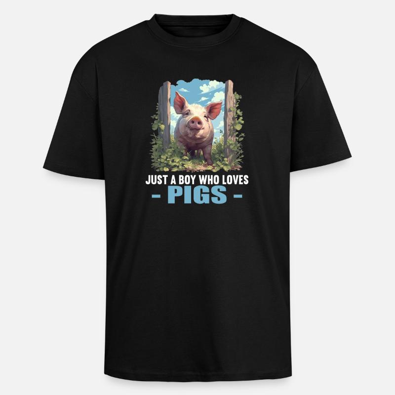 Pig Pig - Unisex Oversized Heavyweight T-shirt - black