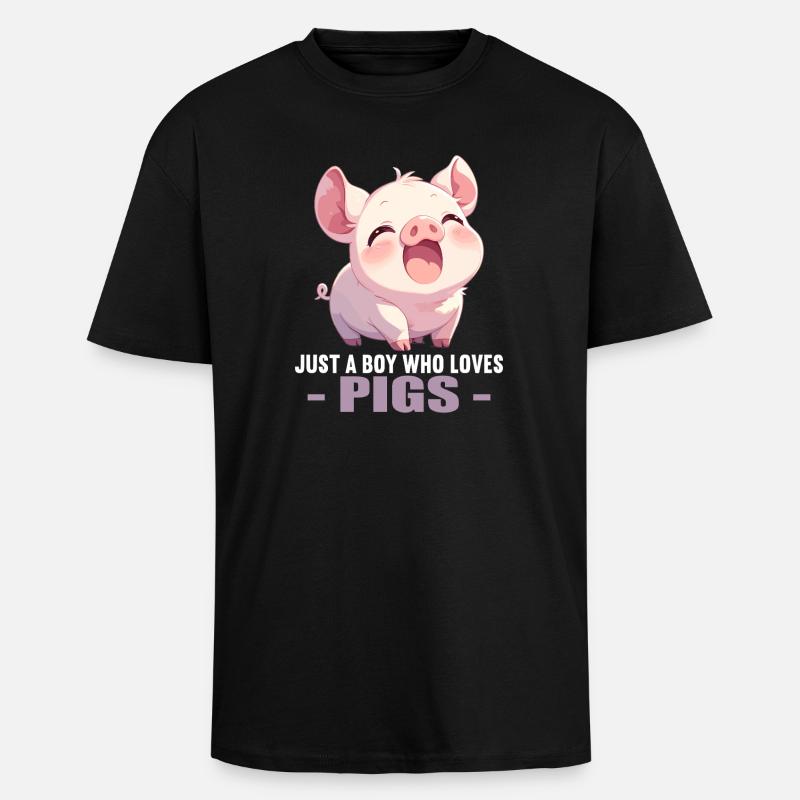 Pig Pig - Unisex Oversized Heavyweight T-shirt - black