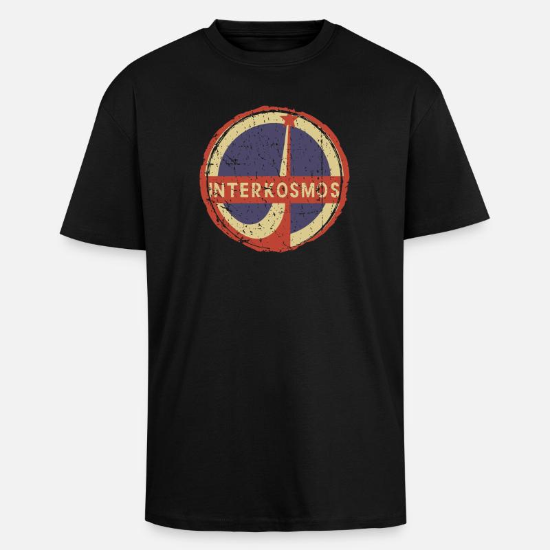 Interkosmos DDR Retro Circle Emblem - Oversized Heavyweight Unisex T-Shirt - Schwarz