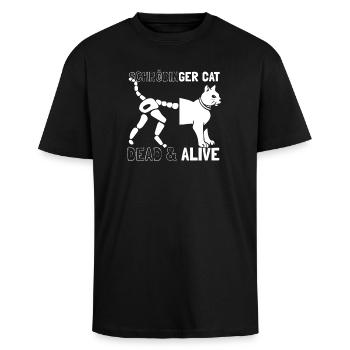 Schrödingers Katze - Oversized Heavyweight Unisex T-Shirt - Schwarz - Vorne - Alina (178cm) & Michal (187cm)