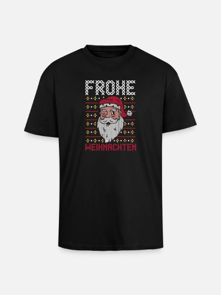 Weihnachtsmann Frohe Weihnachten - Oversized Heavyweight Unisex T-Shirt - Schwarz