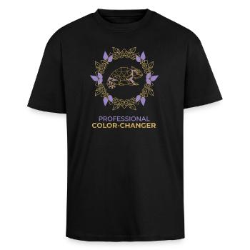 Professionnel du changement de couleur - T-shirt unisexe oversize épais - noir - Devant - Alina (178cm) & Michal (187cm)