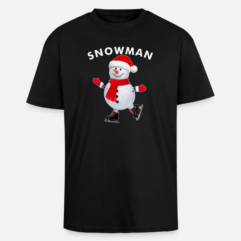 SNOWMAN - Oversized Heavyweight Unisex T-Shirt - Schwarz