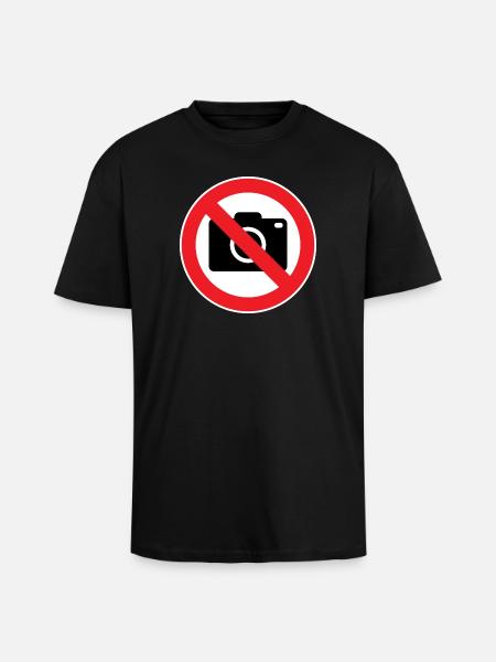 Photography prohibited, prohibition signs - Unisex Oversized Heavyweight T-shirt - black