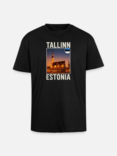 Tallinn Estonia - Unisex Oversized Heavyweight T-shirt - black
