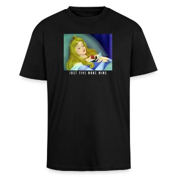 Dornrösschen Schlafend Just Five More Minutes - Oversized Heavyweight Unisex T-Shirt - Schwarz - Vorne - Alina (178cm) & Michal (187cm)