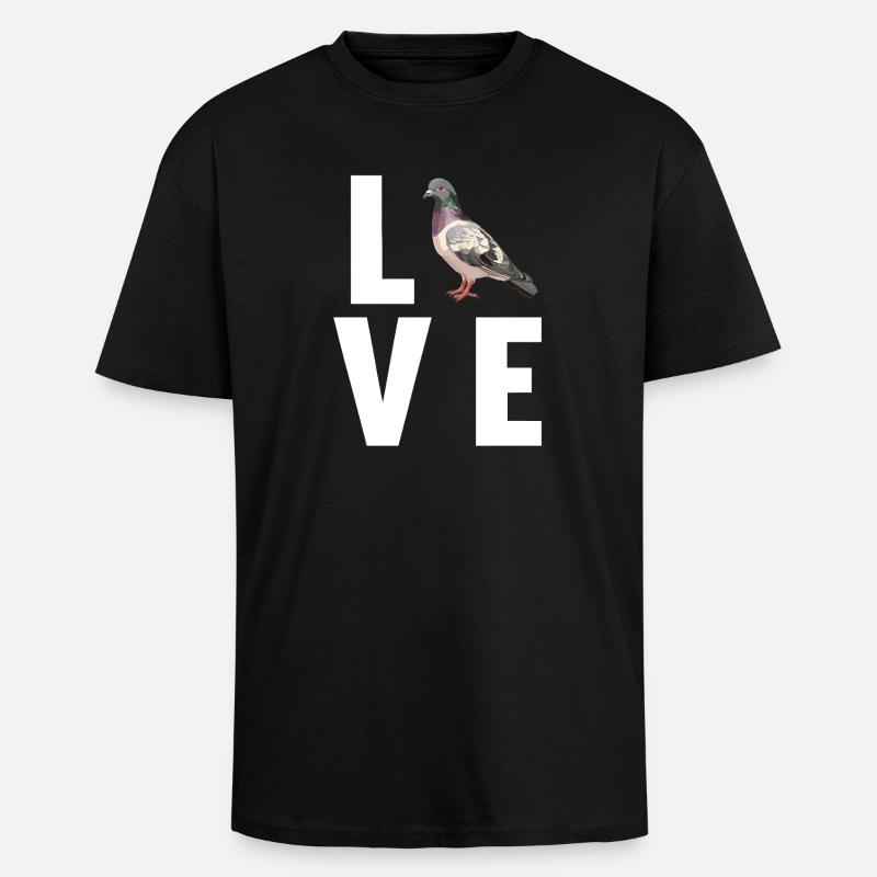Tauben Taube - Oversized Heavyweight Unisex T-Shirt - Schwarz