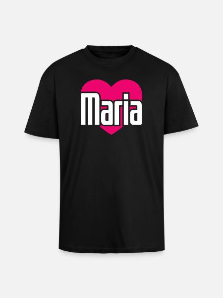 J’aime Maria Coeur rose J’aime Maria - T-shirt unisexe oversize épais - noir