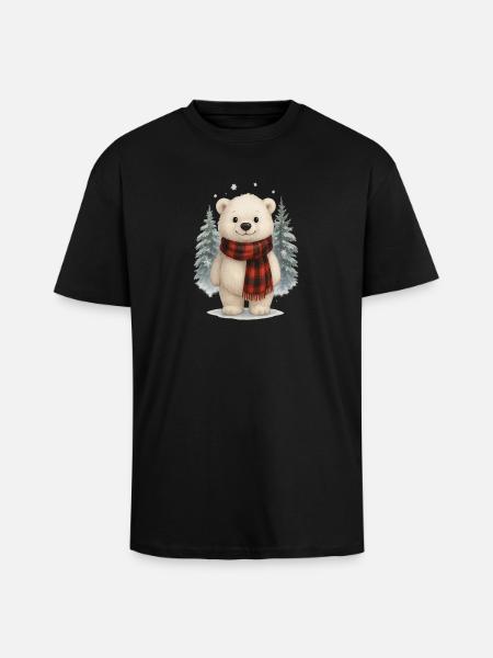 Cute polar bear winter christmas - Unisex Oversized Heavyweight T-shirt - black