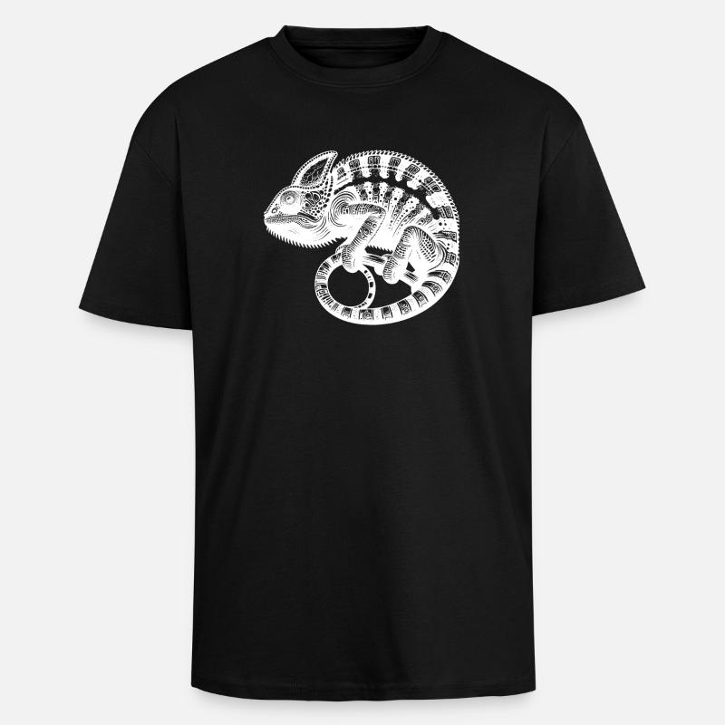 Caméléon mignon en mode camouflage - T-shirt unisexe oversize épais - noir