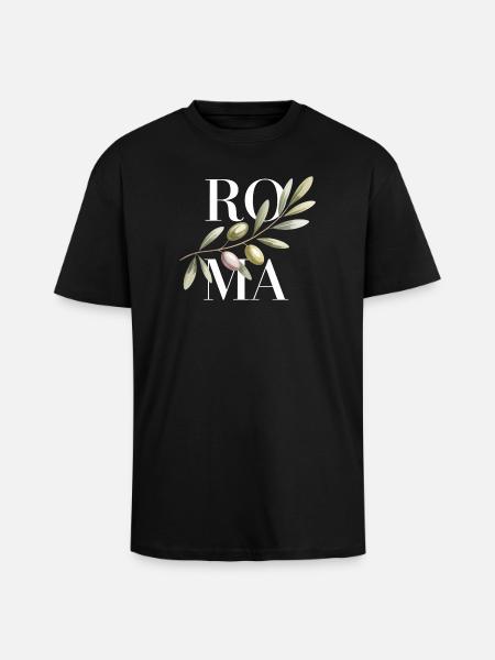 ROMA – Olive Branch - Unisex Oversized Heavyweight T-shirt - black