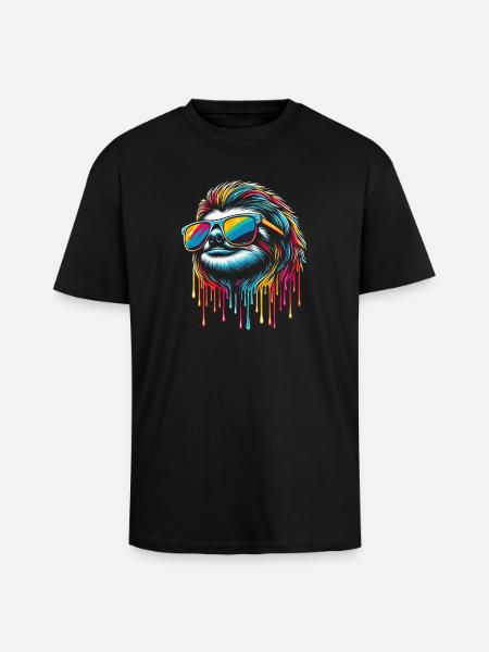 Sloth Sloth Art Lazy Sloth Fan - Unisex Oversized Heavyweight T-shirt - black