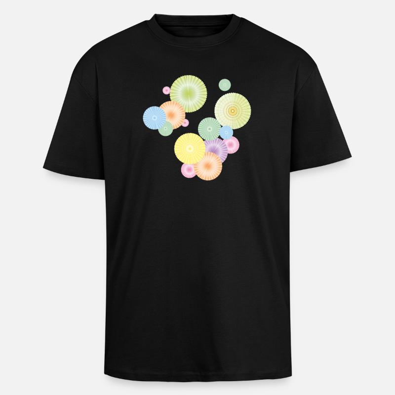 Pastell-Rosetten – dekorative Fächerstruktur - Oversized Heavyweight Unisex T-Shirt - Schwarz