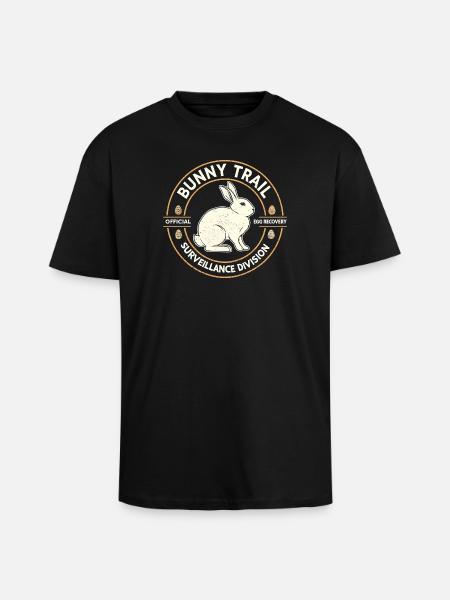 Rabbit Path Surveillance Department Funny Easter - Unisex Oversized Heavyweight T-shirt - black