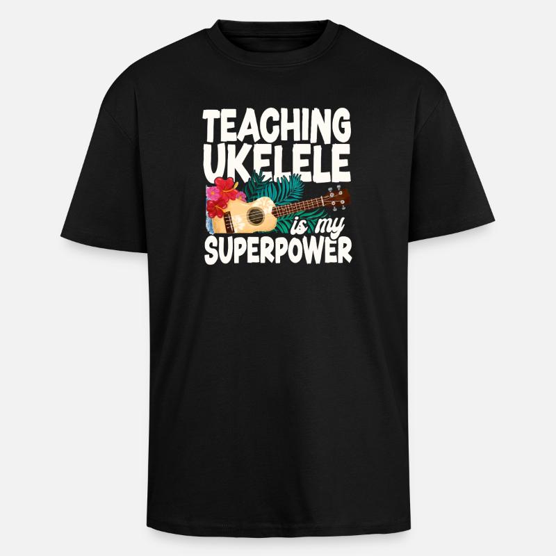 Hawaiian Ukulele Uke Teaching - Oversized Heavyweight Unisex T-Shirt - Schwarz