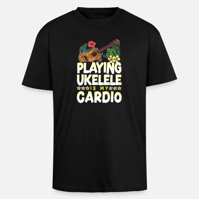 Jeu du ukulélé hawaïen - T-shirt unisexe oversize épais - noir