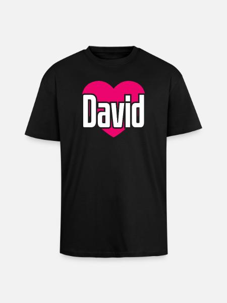 J’aime David Coeur rose J’aime David - T-shirt unisexe oversize épais - noir