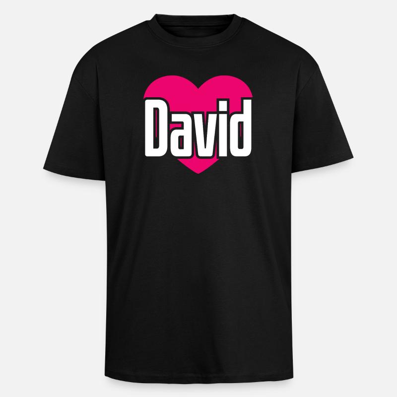 J’aime David Coeur rose J’aime David - T-shirt unisexe oversize épais - noir