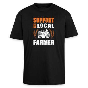 Landwirt Geschenke Landwirtschaft Traktor Bauer - Oversized Heavyweight Unisex T-Shirt - Schwarz - Vorne - Alina (178cm) & Michal (187cm)