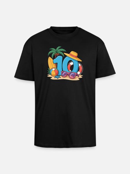 10th Birthday Vacation 10 Years - Unisex Oversized Heavyweight T-shirt - black