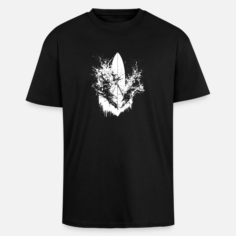 Surf dynamique Illustration Surf Surf - T-shirt unisexe oversize épais - noir