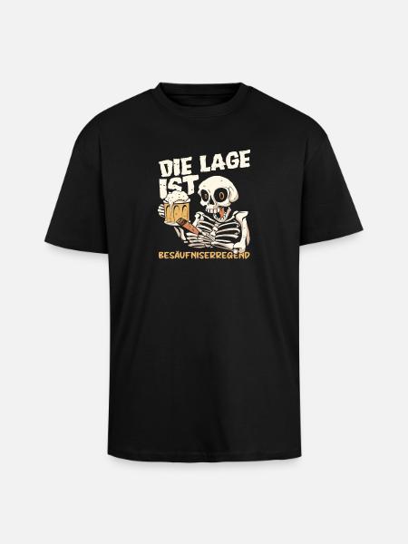 The situation is drunken, skeleton - Unisex Oversized Heavyweight T-shirt - black