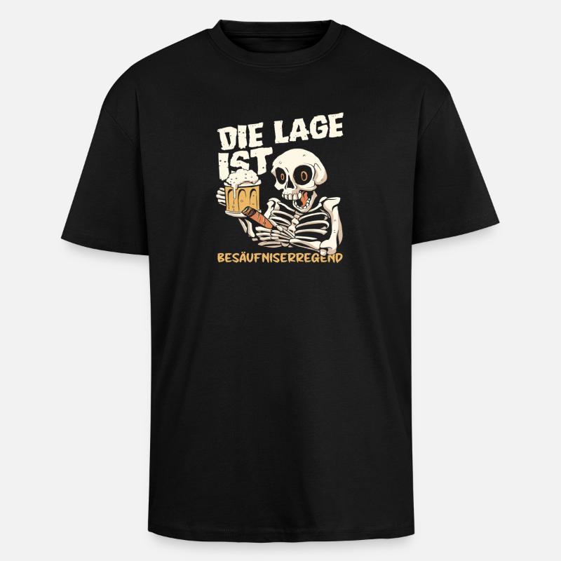 The situation is drunken, skeleton - Unisex Oversized Heavyweight T-shirt - black