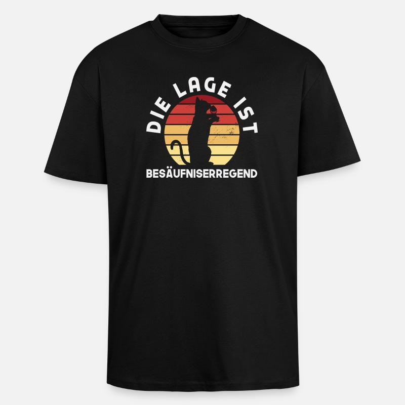 La situation est ivre, chat - T-shirt unisexe oversize épais - noir