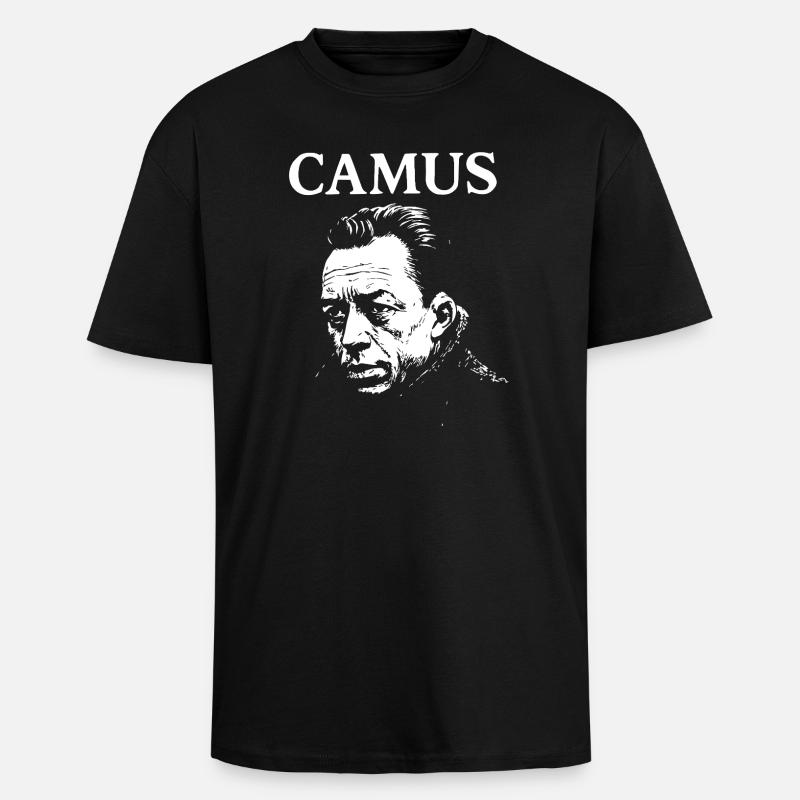 Albert Camus existenzielles Noir-Porträt - Oversized Heavyweight Unisex T-Shirt - Schwarz
