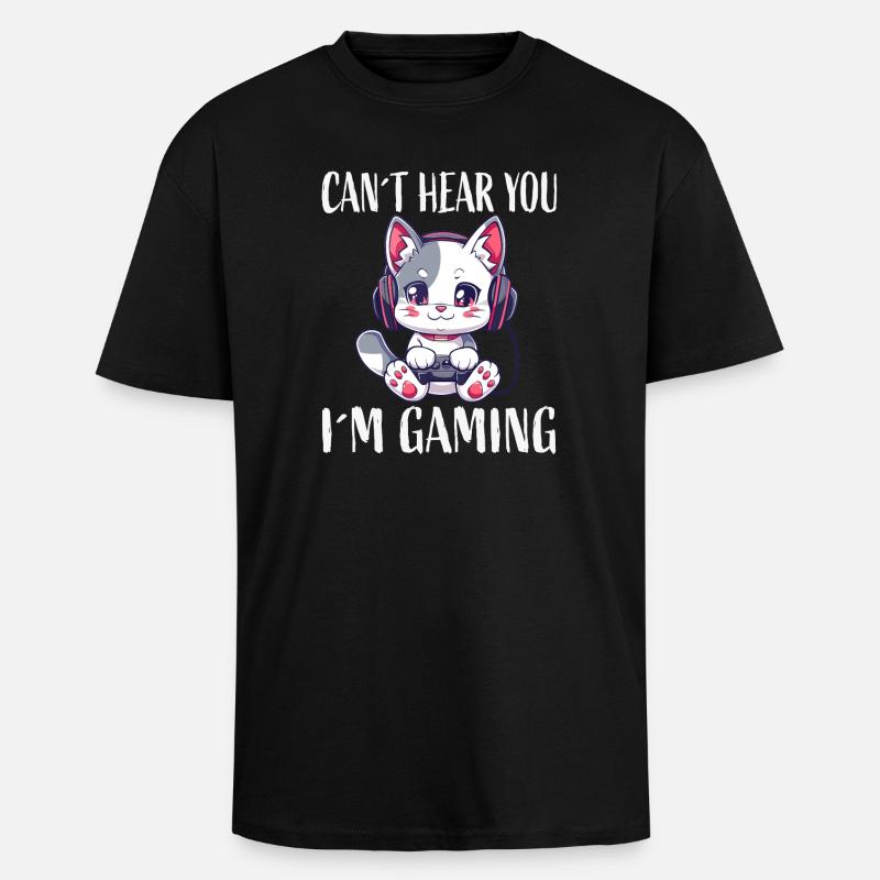 Casques pour chat de jeu - T-shirt unisexe oversize épais - noir