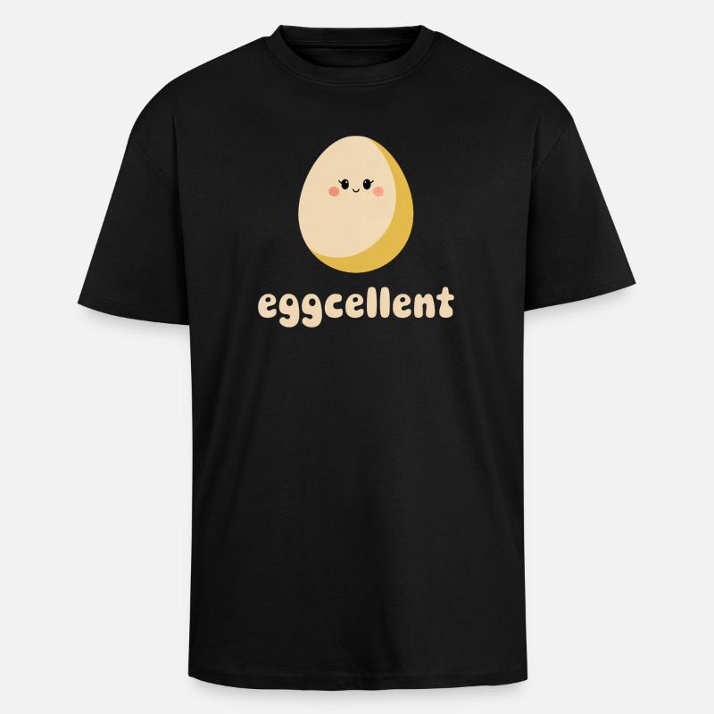Eggcellent – Petit-déjeuner sucré œuf - T-shirt unisexe oversize épais - noir