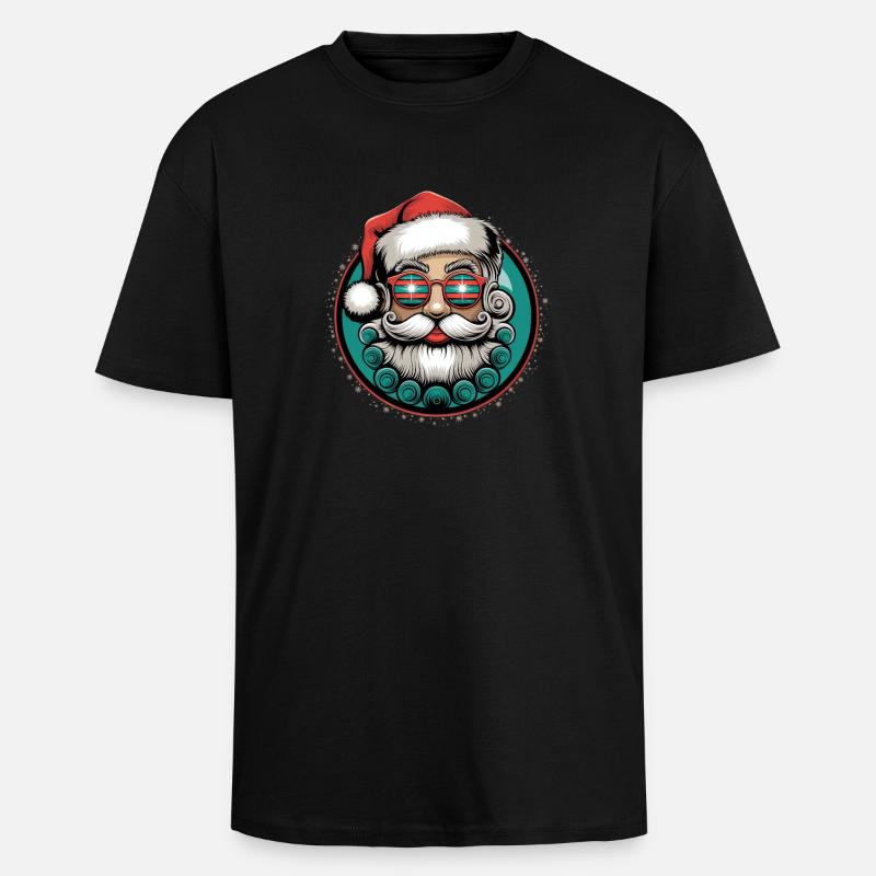 Cooler Weihnachtsmann Mit Sonnenbrille Bart Xmas - Oversized Heavyweight Unisex T-Shirt - Schwarz