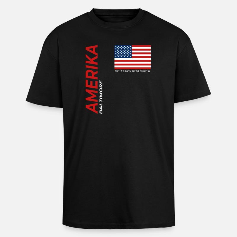 Baltimore - T-shirt unisexe oversize épais - noir