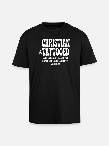 Christian & Tattooed John 7:24 Tee - Unisex Oversized Heavyweight T-shirt - black