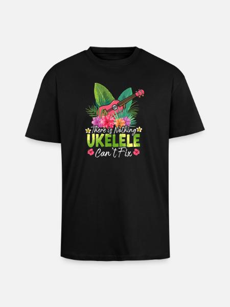 Hawaiian Ukulele Uke There Is - Unisex Oversized Heavyweight T-shirt - black