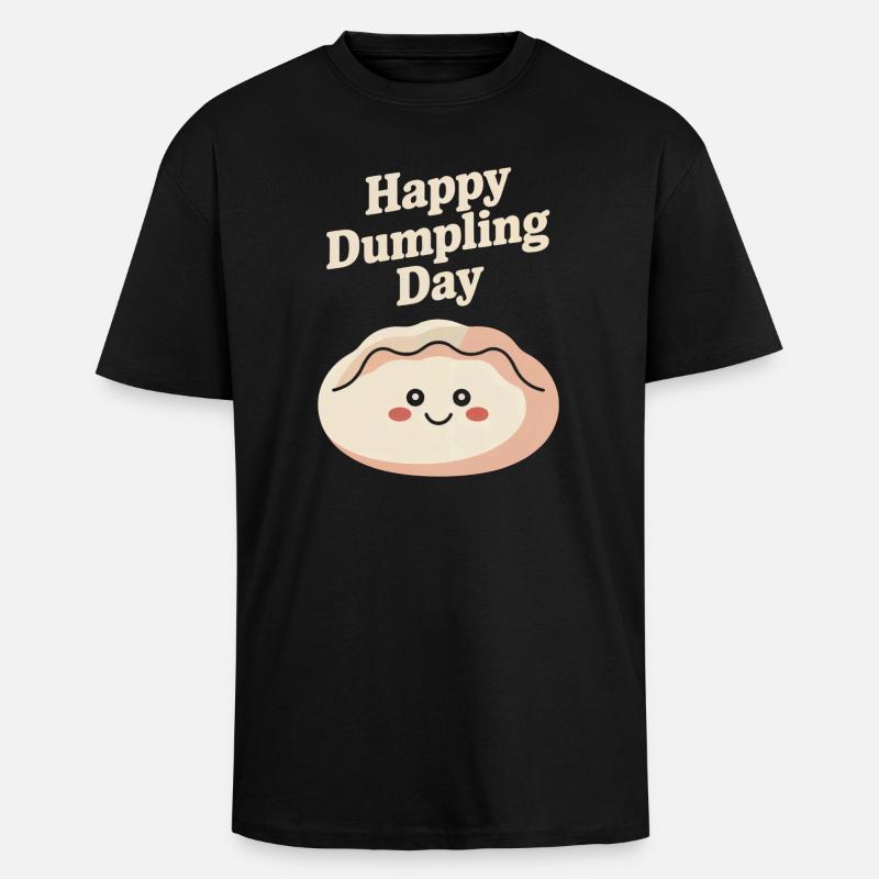 Happy Dumpling Day - Oversized Heavyweight Unisex T-Shirt - Schwarz