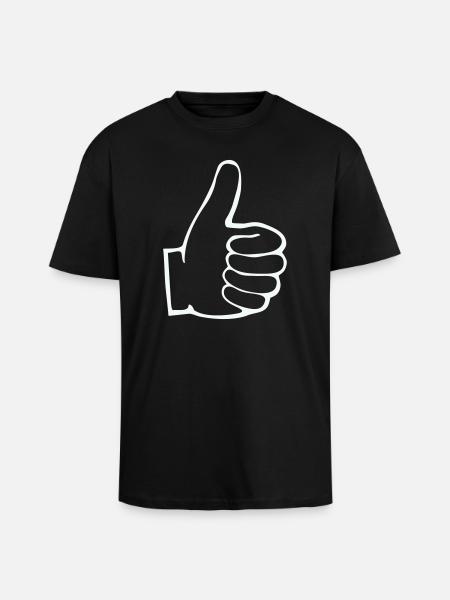 Thumbs Up Outline - Unisex Oversized Heavyweight T-shirt - black