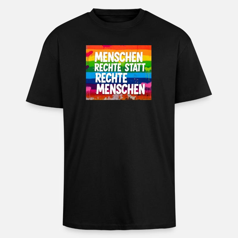 Menschenrechte statt rechte Menschen Statement - Oversized Heavyweight Unisex T-Shirt - Schwarz