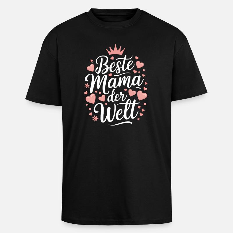 Beste Mama der Welt Herz Krone - Oversized Heavyweight Unisex T-Shirt - Schwarz